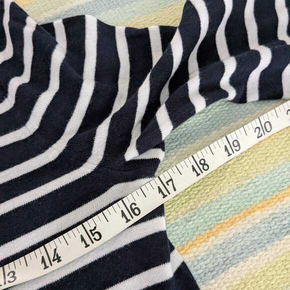 J. Crew Navy blue and white striped 3/4 sleeve cardigan Small - Picture 8 of 11
